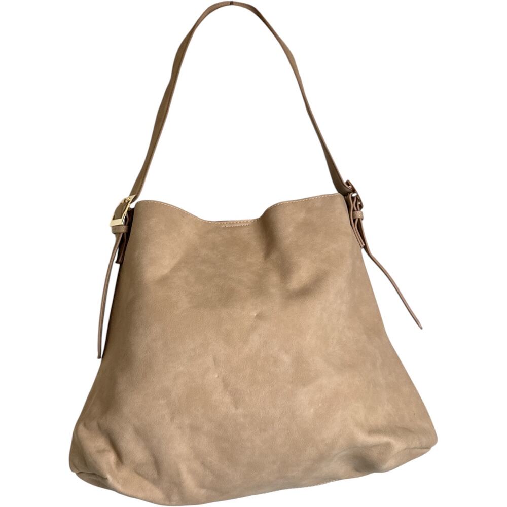Universal Thread Tan Faux Leather Hobo Shoulder Bag Slouchy Adjustable Strap - Picture 4 of 9